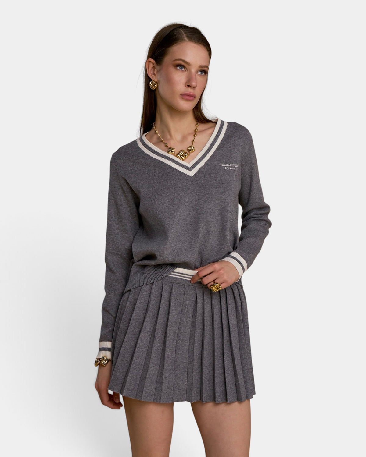 No Secrets - Maglia V Tennis Grigia