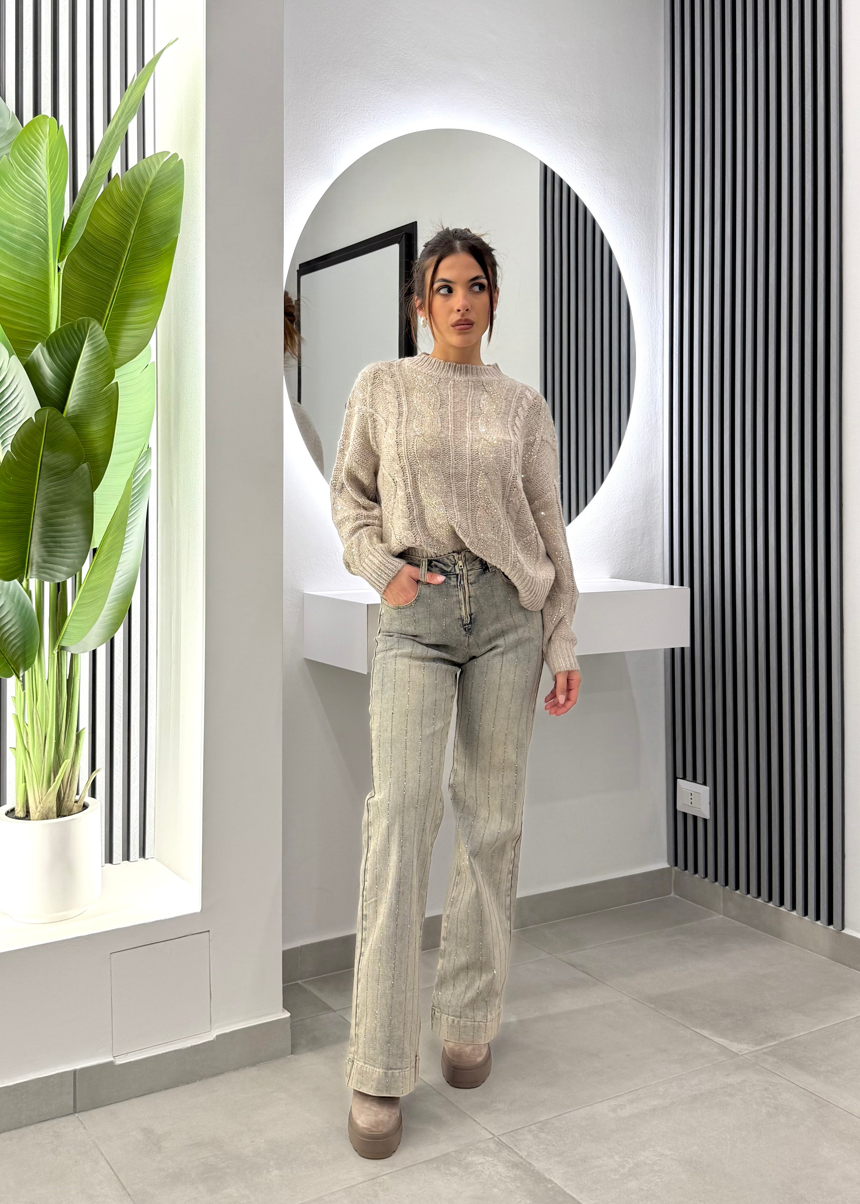 No Secrets - Jeans Righe Diamanti