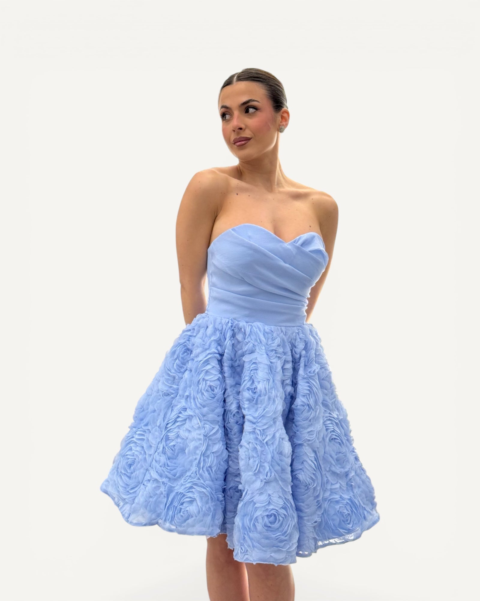 No Secrets - Abito Corto con Rose e Tulle