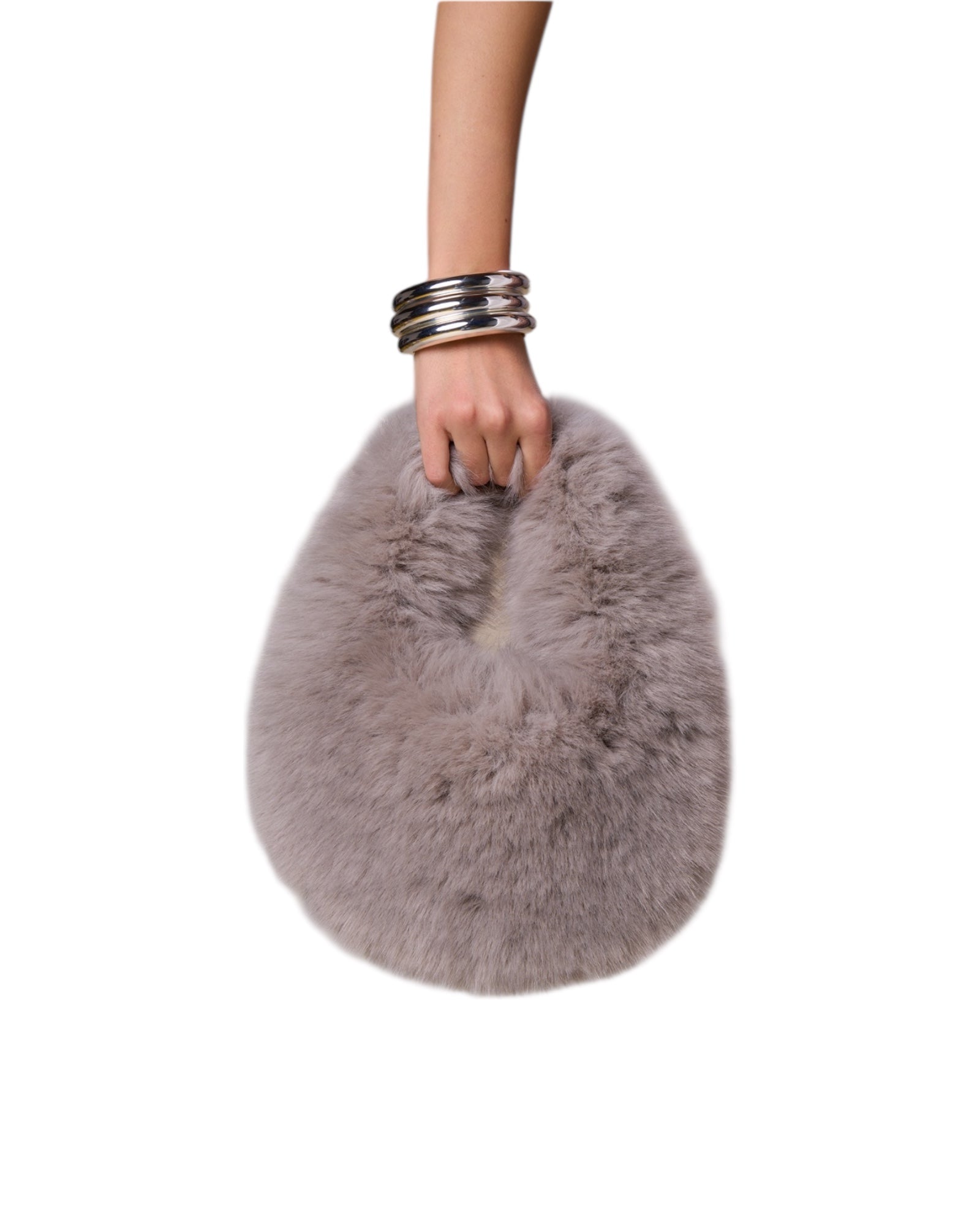 No Secrets - Faux Fur Bag Un Manico Grigia