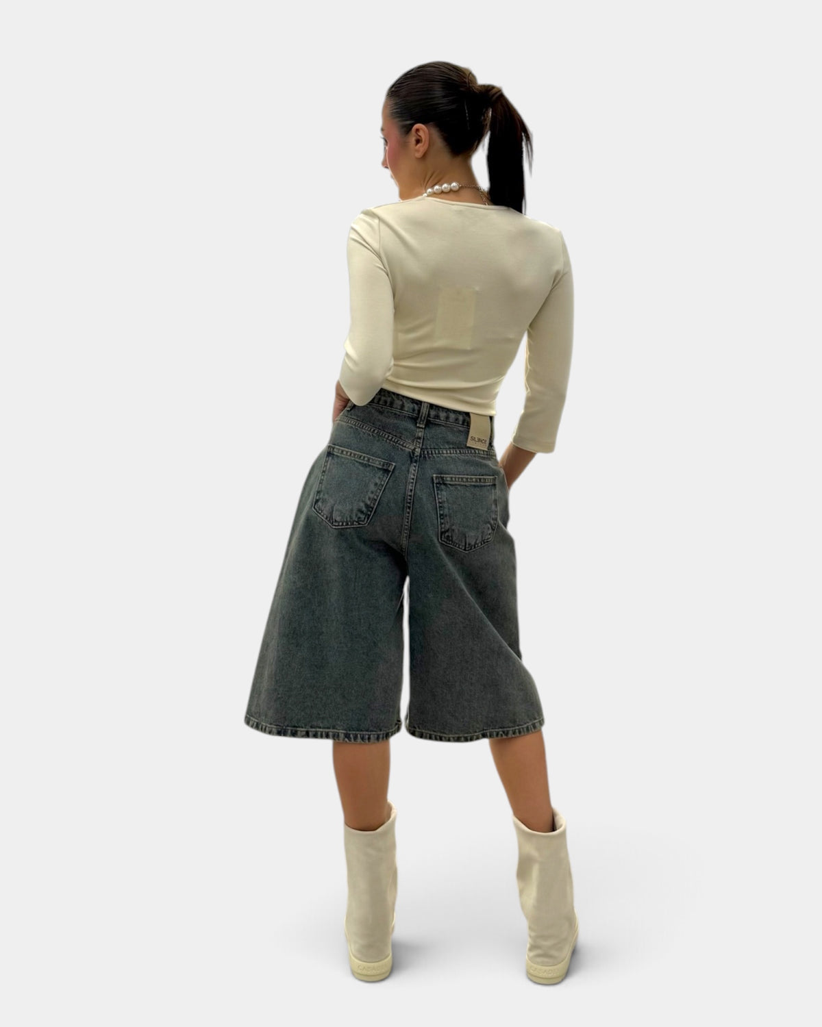 Silence Limited - Bermuda Jeans Denim Sabbiato
