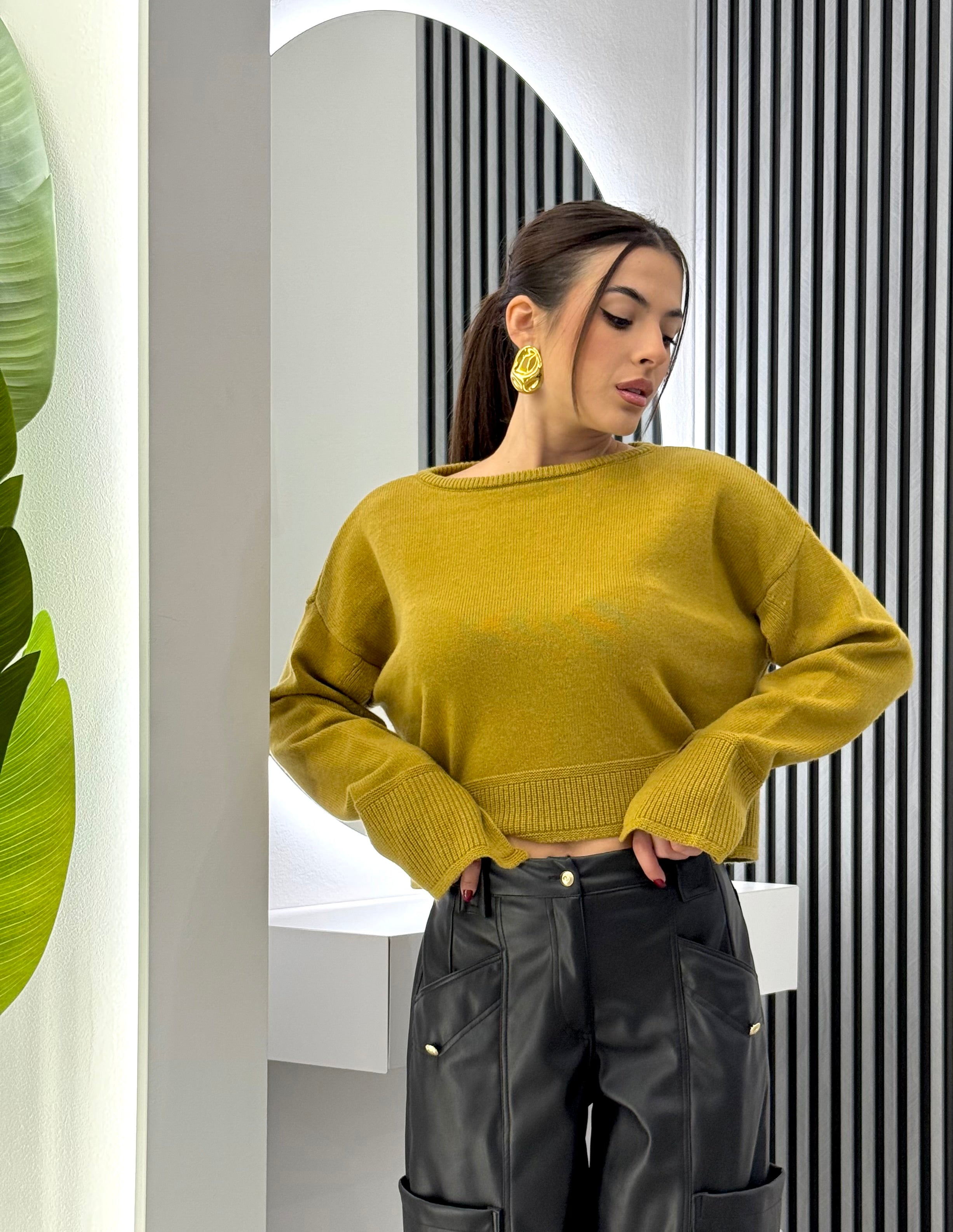 Club Crochet - Maglia Crop Senape