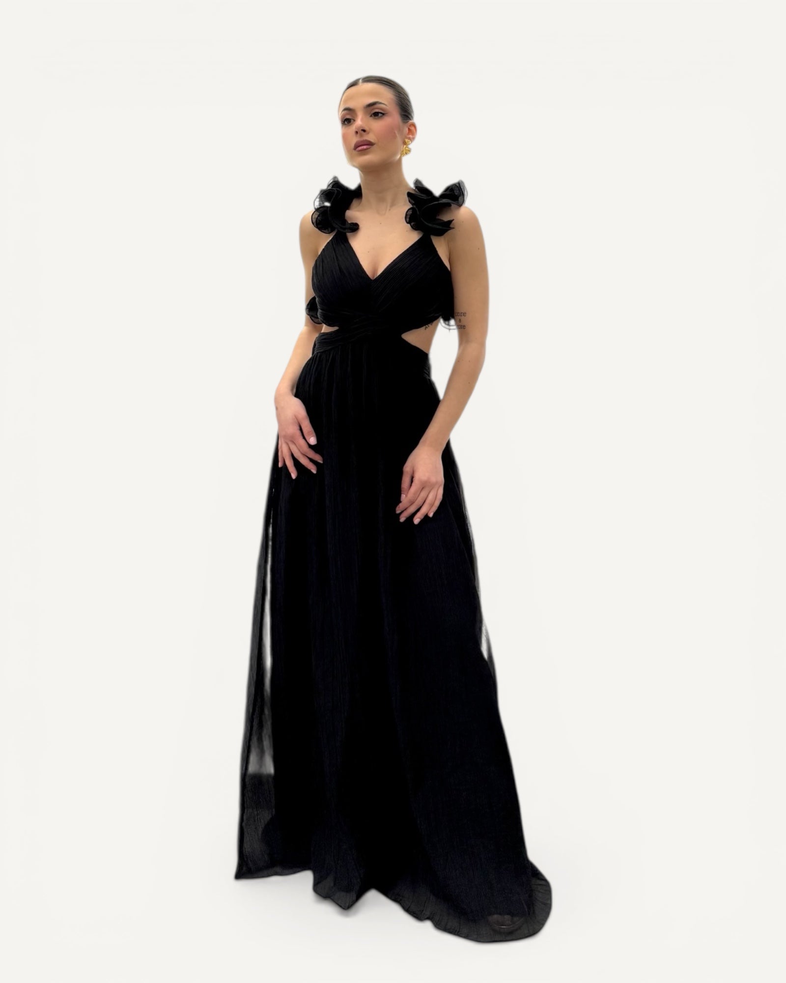 No Secrets - Abito Lungo Volant Sulle Spalle