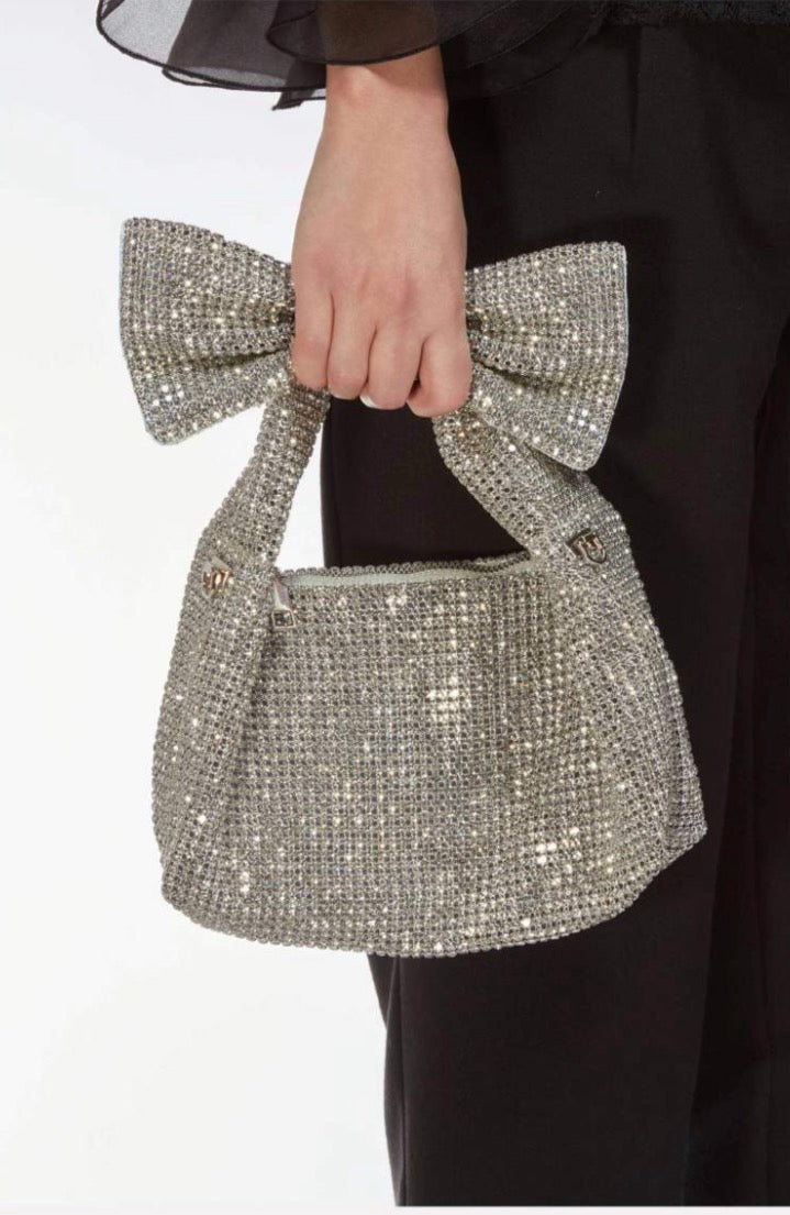 Odì Odì - Mini Borsa Barcella Strass Argento con Manico Fiocco
