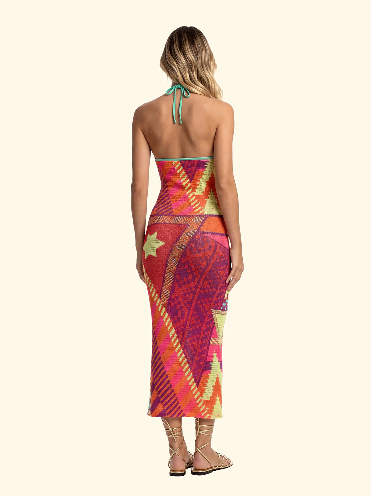 F**K - Vestito Lungo Uncinetto Spalline Allacciabili al Collo SW0248-X13