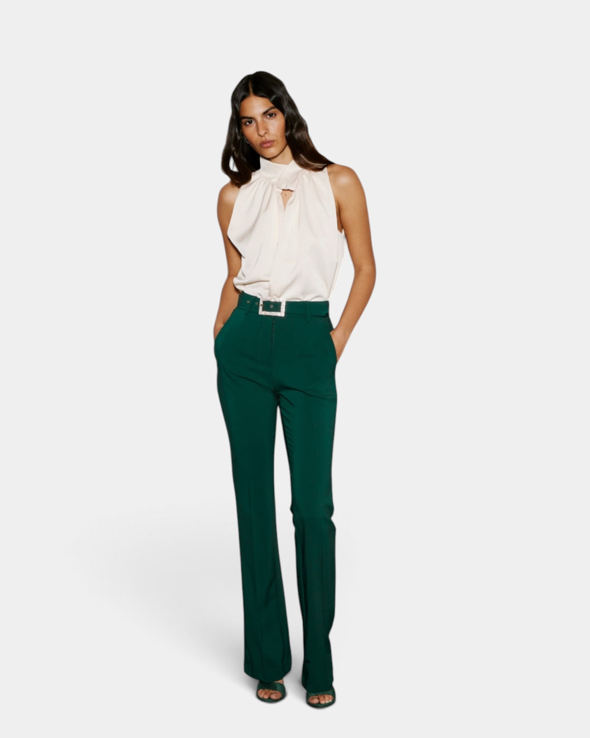 Dramée - Top Collo Alto Smanicato Latte
