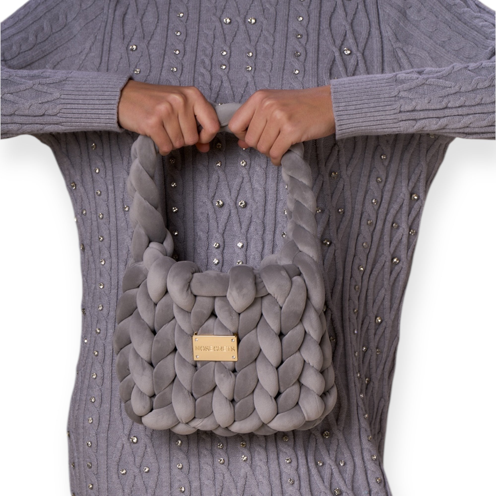 No Secrets - Borsa Intreccio Grigia