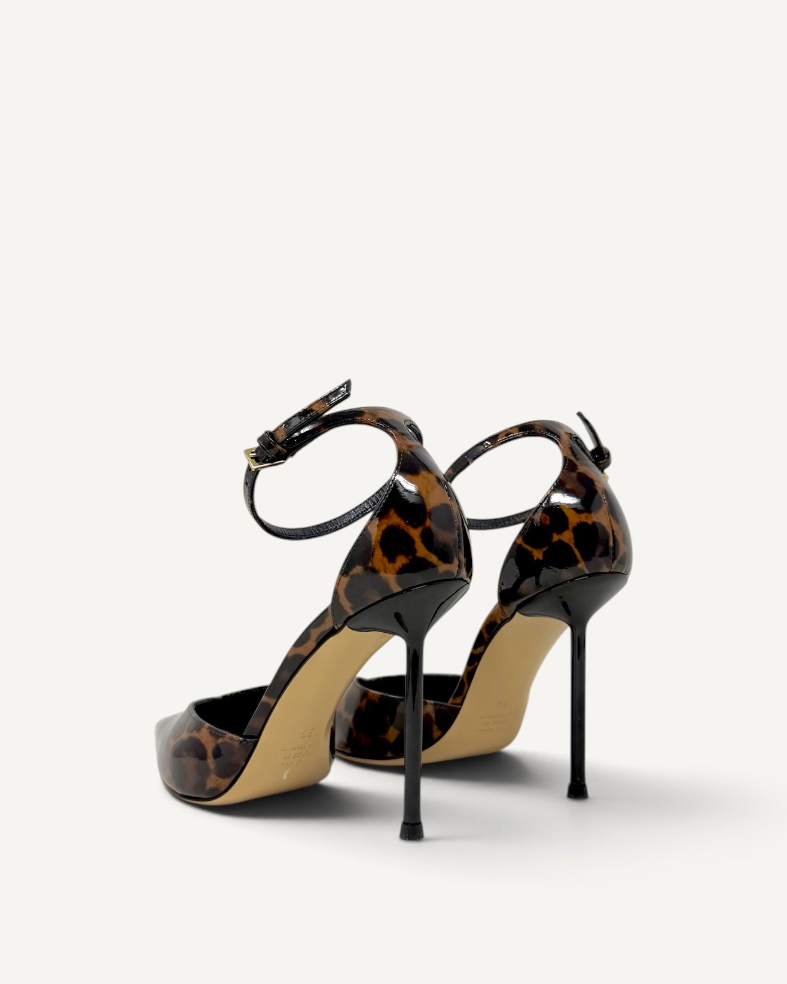Nina Lilou - Décolleté Maculata in Pelle Lucida con Tacco Nero