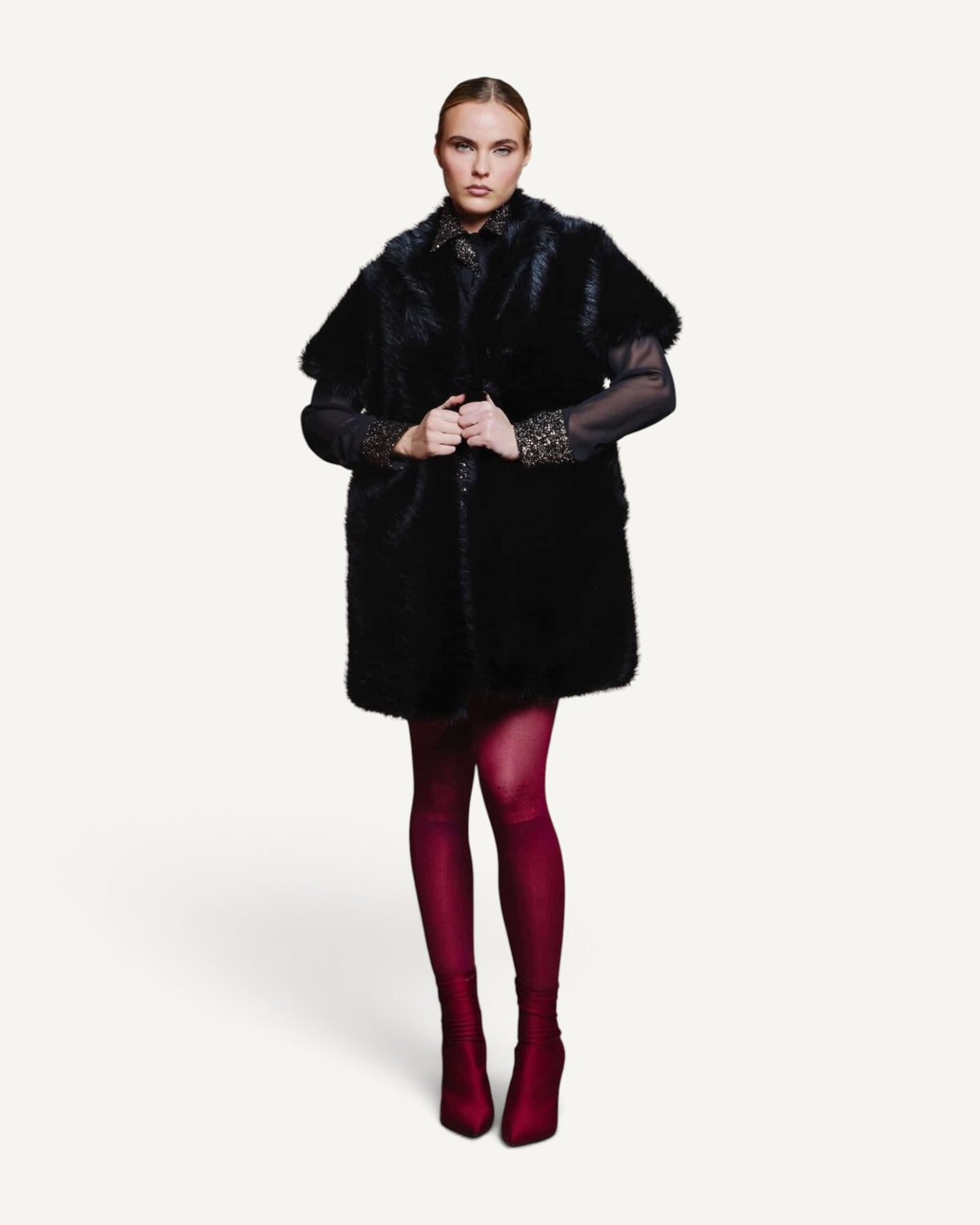 Hanita Couture - Pelliccia Manica Corta Nera