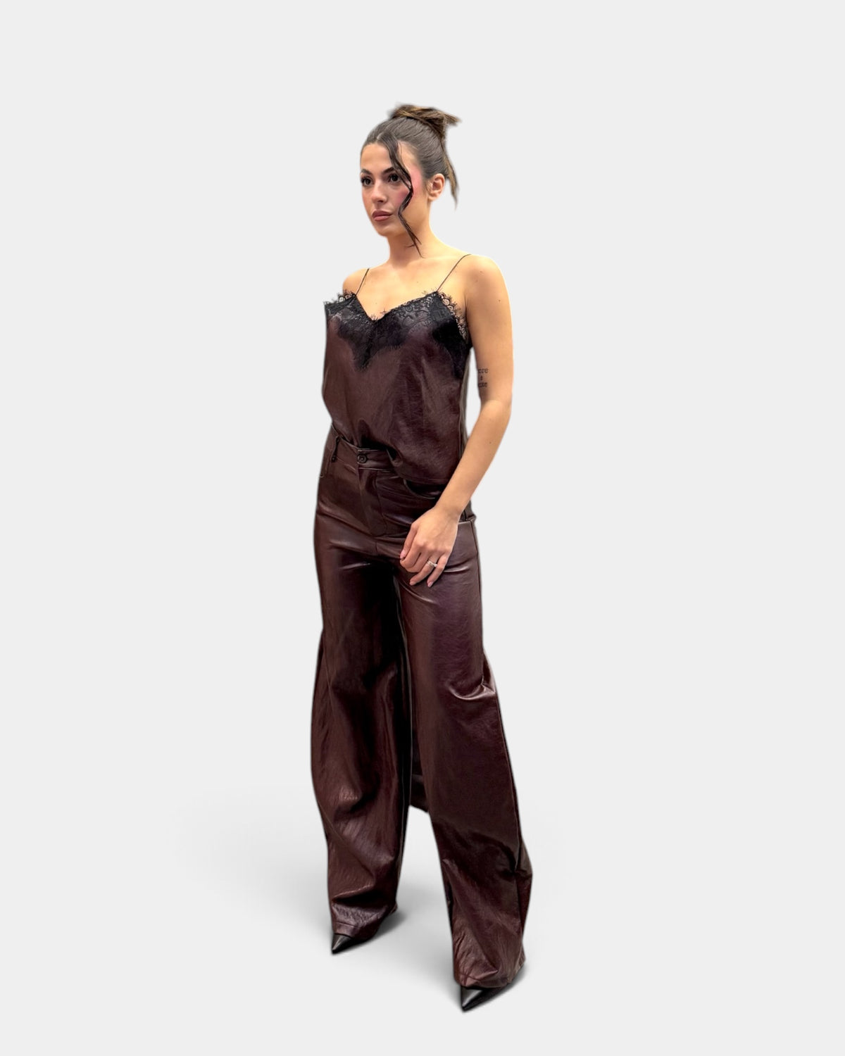 D'Elle - Giulia Mastini - Pantalone Balloon Ecopelle Bordeaux