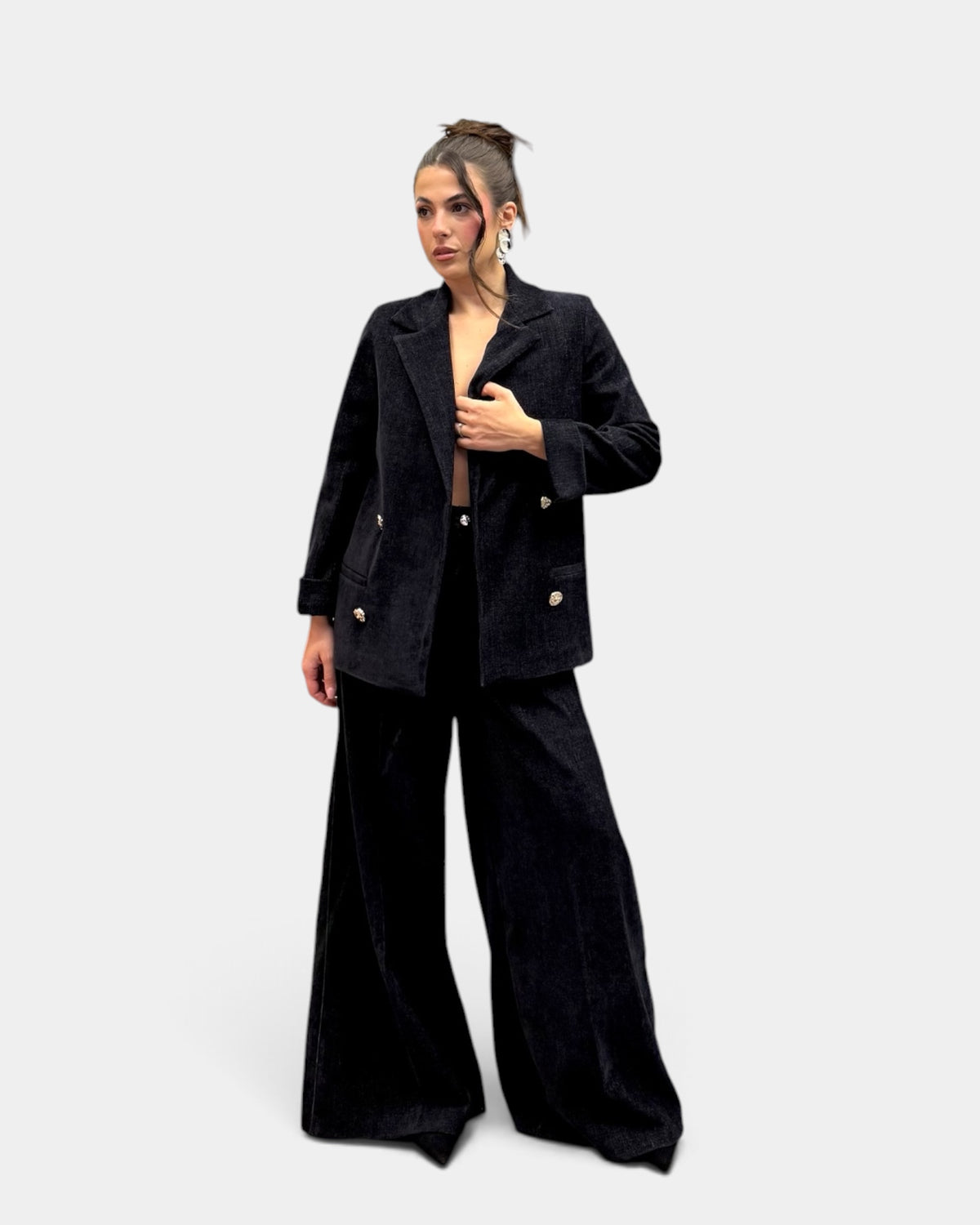 D'Elle - Giulia Mastini - Pantalone Palazzo Blu Velluto